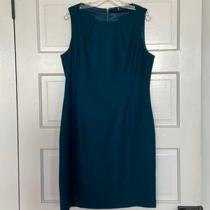 Elie Tahari, Fitted, Wool Blend, Deep Teal Dress, Size 14